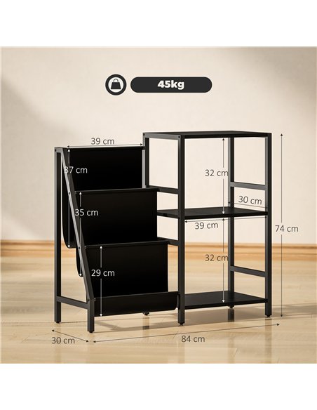 HOMCOM 3-Tier Record Player Stand, End Table for Living Room, Bedroom - Black Wood Effect - pic 171242 | FastDaddyshop