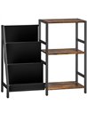 HOMCOM 3-Tier Record Player Stand, End Table for Living Room, Bedroom - Rustic Brown