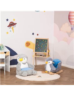 Homcom Kids Penguin-Designed Armchair, Grey 2