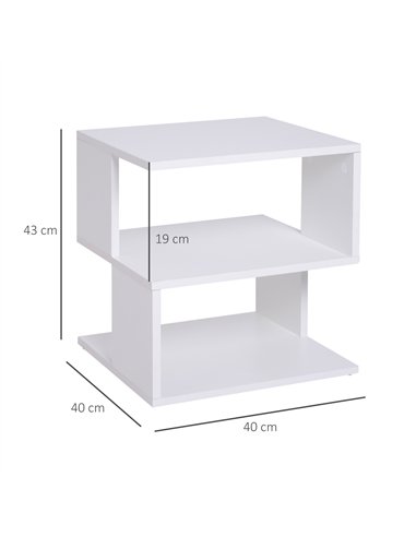 HOMCOM Set of 2 Side Table, Square Coffee Table, Modern End Table with 2 Tier Storage Shelves for Living Room, Bedroom, White