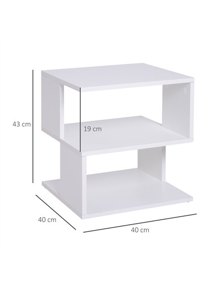HOMCOM Set of 2 Side Table, Square Coffee Table, Modern End Table with 2 Tier Storage Shelves for Living Room, Bedroom, White - pic 171260 | FastDaddyshop