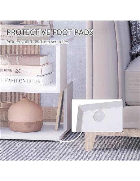 HOMCOM Set of 2 Side Table, Square Coffee Table, Modern End Table with 2 Tier Storage Shelves for Living Room, Bedroom, White - pic 171264 | FastDaddyshop