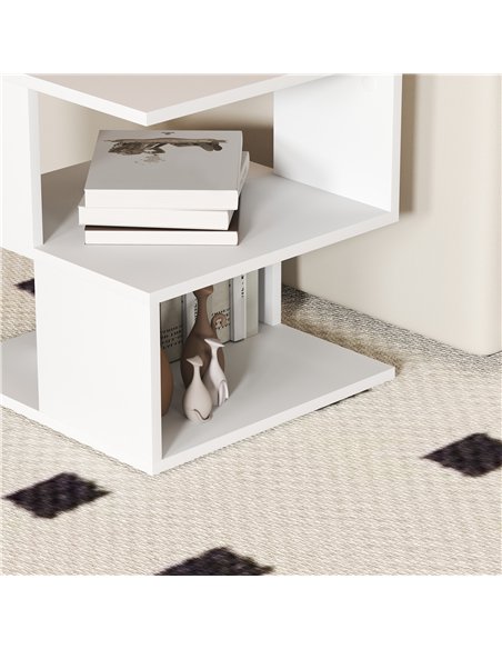 HOMCOM Set of 2 Side Table, Square Coffee Table, Modern End Table with 2 Tier Storage Shelves for Living Room, Bedroom, White - pic 171266 | FastDaddyshop