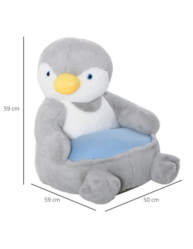 Homcom Kids Penguin-Designed Armchair, Grey