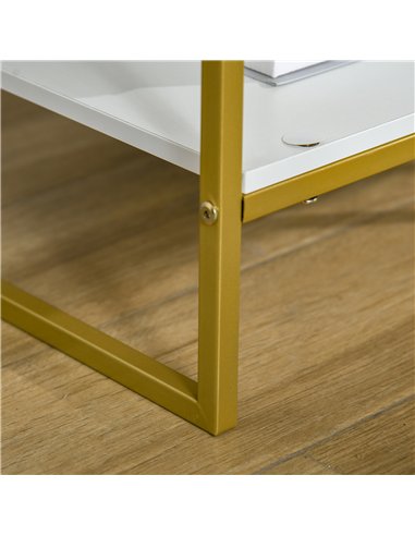 HOMCOM Bedside Table Set of 2, Modern Side Tables with Drawer and Shelf, Nightstands for Bedroom, White
