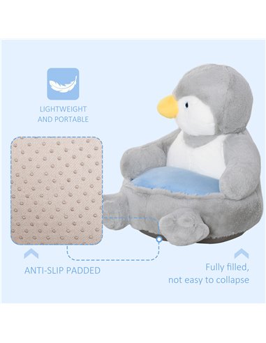 Homcom Kids Penguin-Designed Armchair, Grey