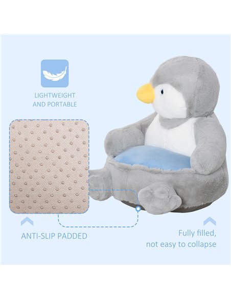 Homcom Kids Penguin-Designed Armchair, Grey - pic 17128 | FastDaddyshop