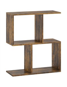 HOMCOM Side Table, Narrow End Table with Storage Shelves, S-Shaped, 3-Tier, 50W x 19.5D x 58H cm, Rustic Brown