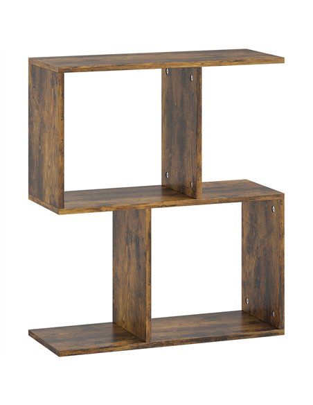 HOMCOM Side Table, Narrow End Table with Storage Shelves, S-Shaped, 3-Tier, 50W x 19.5D x 58H cm, Rustic Brown - pic 171285 | FastDaddyshop