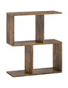 HOMCOM Side Table, Narrow End Table with Storage Shelves, S-Shaped, 3-Tier, 50W x 19.5D x 58H cm, Rustic Brown