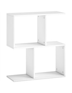 HOMCOM Side Table, Narrow End Table with Storage Shelves, S-Shaped, 3-Tier, 50W x 19.5D x 58H cm, White