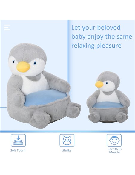 Homcom Kids Penguin-Designed Armchair, Grey - pic 17130 | FastDaddyshop