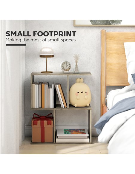 HOMCOM Side Table, Narrow End Table with Storage Shelves, S-Shaped, 3-Tier, 50W x 19.5D x 58H cm, Grey - pic 171315 | FastDaddyshop
