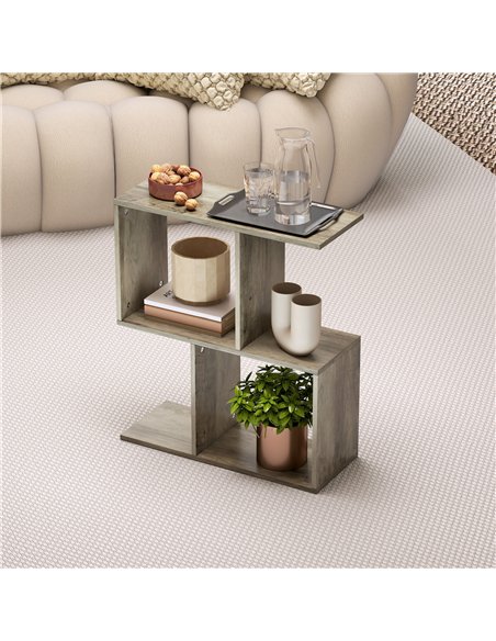 HOMCOM Side Table, Narrow End Table with Storage Shelves, S-Shaped, 3-Tier, 50W x 19.5D x 58H cm, Grey - pic 171318 | FastDaddyshop