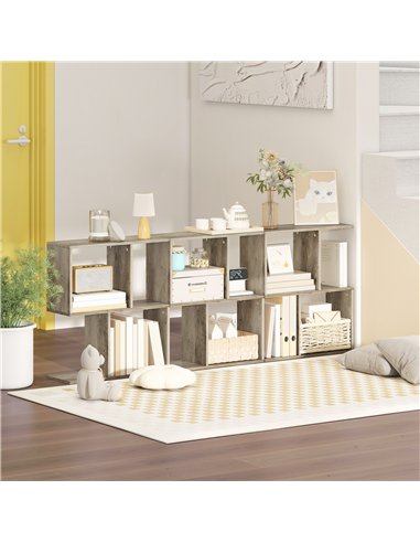 HOMCOM Side Table, Narrow End Table with Storage Shelves, S-Shaped, 3-Tier, 50W x 19.5D x 58H cm, Grey