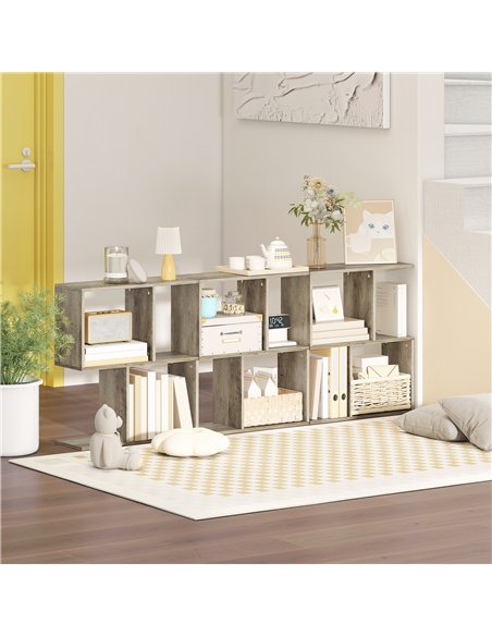HOMCOM Side Table, Narrow End Table with Storage Shelves, S-Shaped, 3-Tier, 50W x 19.5D x 58H cm, Grey - pic 171319 | FastDaddyshop