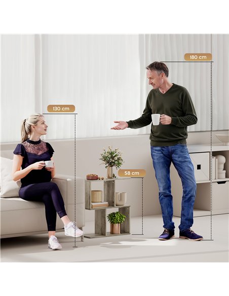 HOMCOM Side Table, Narrow End Table with Storage Shelves, S-Shaped, 3-Tier, 50W x 19.5D x 58H cm, Grey - pic 171320 | FastDaddyshop