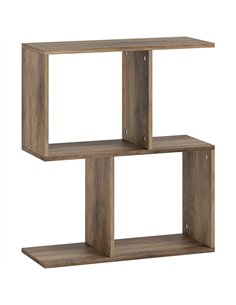 HOMCOM Side Table, Narrow End Table with Storage Shelves, S-Shaped, 3-Tier, 50W x 19.5D x 58H cm, Oak