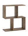 HOMCOM Side Table, Narrow End Table with Storage Shelves, S-Shaped, 3-Tier, 50W x 19.5D x 58H cm, Oak