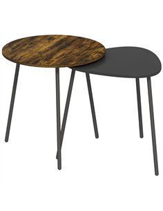 HOMCOM Nesting Side Table Set of 2 - Rustic Brown