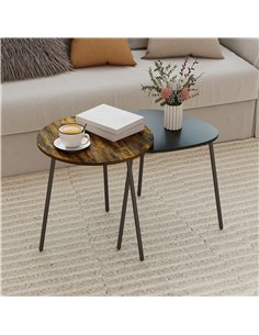 HOMCOM Nesting Side Table Set of 2 - Rustic Brown 2