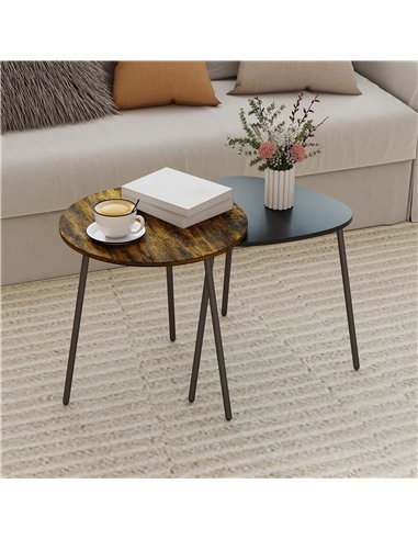 HOMCOM Nesting Side Table Set of 2 - Rustic Brown