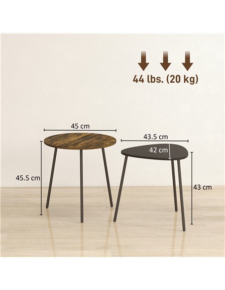 HOMCOM Nesting Side Table Set of 2 - Rustic Brown - pic 171341 | FastDaddyshop
