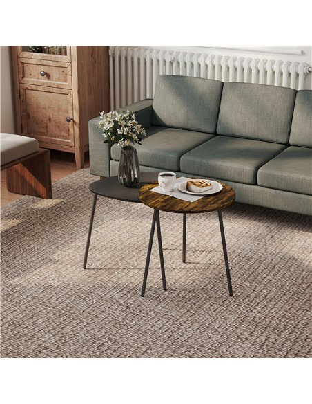 HOMCOM Nesting Side Table Set of 2 - Rustic Brown - pic 171344 | FastDaddyshop