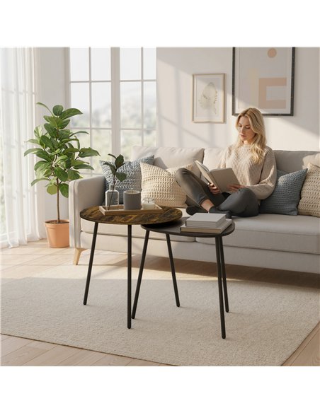 HOMCOM Nesting Side Table Set of 2 - Rustic Brown - pic 171347 | FastDaddyshop