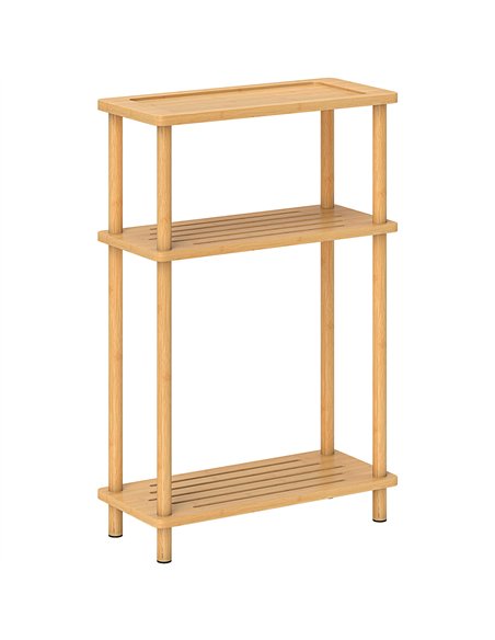 HOMCOM Bamboo Side Table, 3-Tier Slim End Table, Nordic Style, for Living Room, Bedroom, Office, Tool-Free Assembly, Natural Woo - pic 171366 | FastDaddyshop