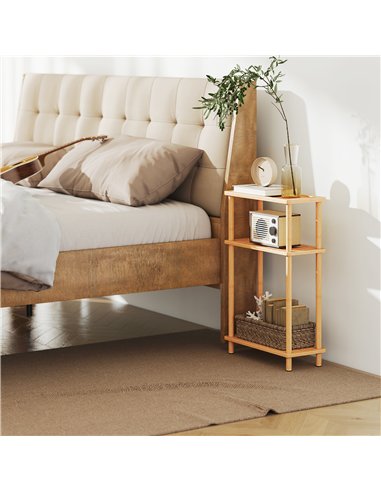 HOMCOM Bamboo Side Table, 3-Tier Slim End Table, Nordic Style, for Living Room, Bedroom, Office, Tool-Free Assembly, Natural Woo