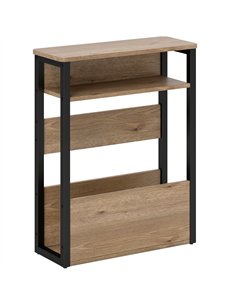 HOMCOM Industrial-Style Side Table - Black/Walnut Brown
