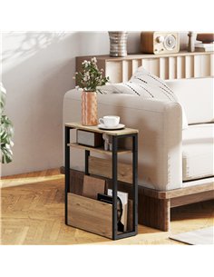 HOMCOM Industrial-Style Side Table - Black/Walnut Brown 2