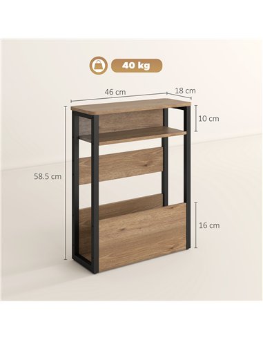 HOMCOM Industrial-Style Side Table - Black/Walnut Brown