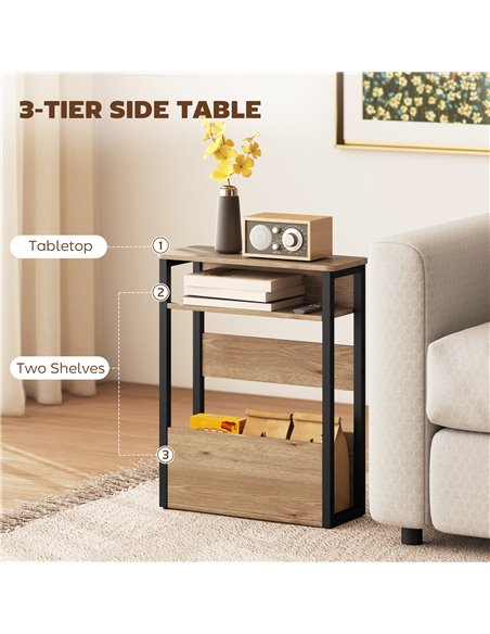 HOMCOM Industrial-Style Side Table - Black/Walnut Brown - pic 171379 | FastDaddyshop