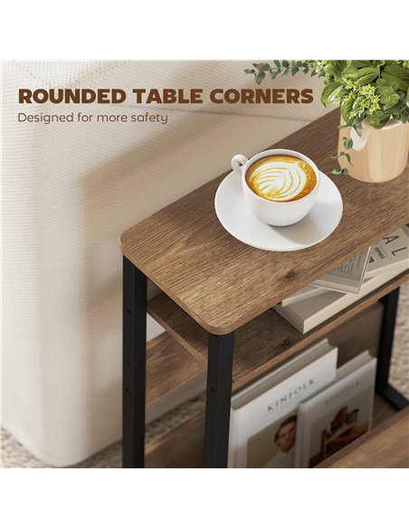 HOMCOM Industrial-Style Side Table - Black/Walnut Brown - pic 171380 | FastDaddyshop