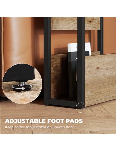 HOMCOM Industrial-Style Side Table - Black/Walnut Brown