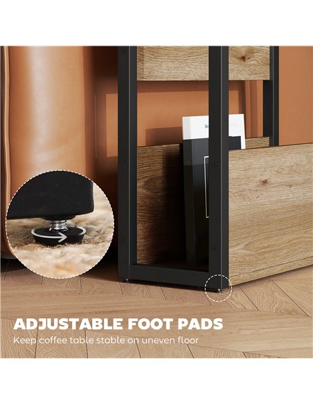 HOMCOM Industrial-Style Side Table - Black/Walnut Brown - pic 171381 | FastDaddyshop