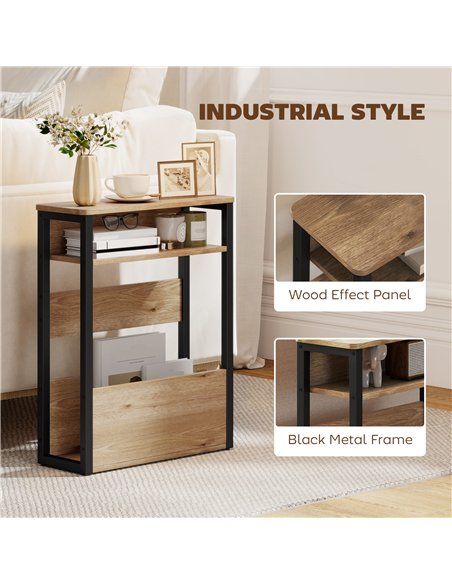 HOMCOM Industrial-Style Side Table - Black/Walnut Brown - pic 171382 | FastDaddyshop
