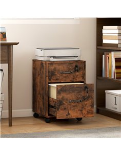 HOMCOM Rolling File Cabinet with 2 Drawers, Mobile Filing Cabinet with Hanging File Folder for Letter Sized Documents, Rustic Br 2