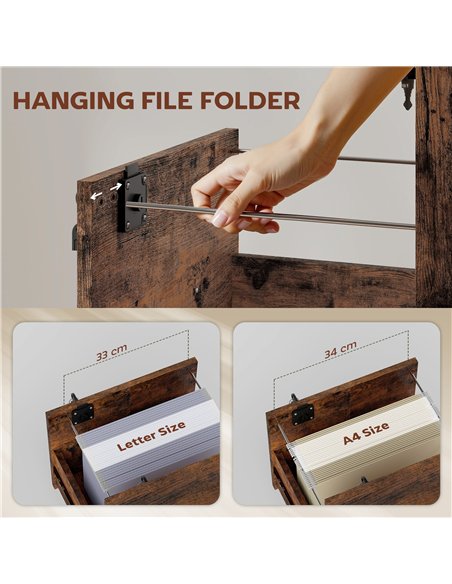 HOMCOM Rolling File Cabinet with 2 Drawers, Mobile Filing Cabinet with Hanging File Folder for Letter Sized Documents, Rustic Br - pic 171388 | FastDaddyshop