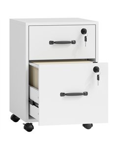 HOMCOM Rolling File Cabinet with 2 Drawers, Mobile Filing Cabinet with Hanging File Folder for Letter Sized Documents, White