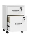HOMCOM Rolling File Cabinet with 2 Drawers, Mobile Filing Cabinet with Hanging File Folder for Letter Sized Documents, White