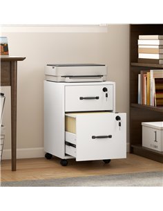 HOMCOM Rolling File Cabinet with 2 Drawers, Mobile Filing Cabinet with Hanging File Folder for Letter Sized Documents, White 2
