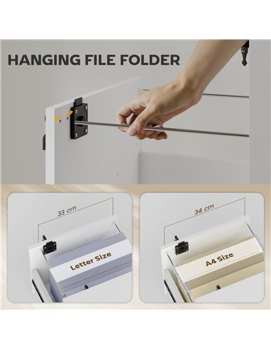 HOMCOM Rolling File Cabinet with 2 Drawers, Mobile Filing Cabinet with Hanging File Folder for Letter Sized Documents, White