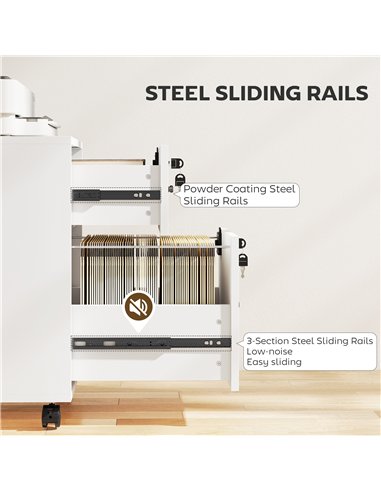 HOMCOM Rolling File Cabinet with 2 Drawers, Mobile Filing Cabinet with Hanging File Folder for Letter Sized Documents, White