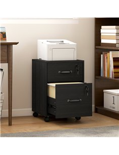 HOMCOM Rolling File Cabinet with 2 Drawers, Mobile Filing Cabinet with Hanging File Folder for Letter Sized Documents, Black 2