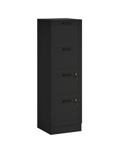 HOMCOM 4 Drawer Filing Cabinet with Lock, Office Storage Cabinet with Adjustable Hanging Bars for A4 Letter Size Files, Black
