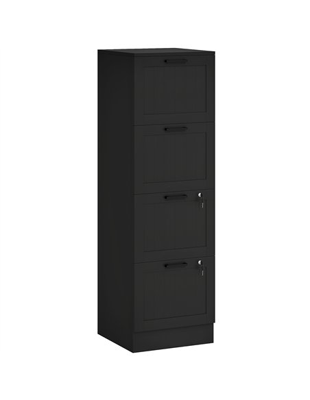 HOMCOM 4 Drawer Filing Cabinet with Lock, Office Storage Cabinet with Adjustable Hanging Bars for A4 Letter Size Files, Black - pic 171411 | FastDaddyshop