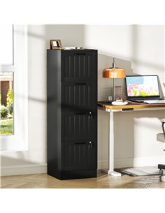 HOMCOM 4 Drawer Filing Cabinet with Lock, Office Storage Cabinet with Adjustable Hanging Bars for A4 Letter Size Files, Black 2